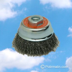 BROSSE CLOCHE 75 MM x M14 AVEC FILS LAITON ONDULÉS Ø 0,30 MM 