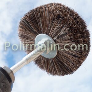 BROSSE À POLIR OU À CIRER RONDE Ø 80 MM À TIGE DE 6 MM EN CRIN DE CHEVAL 